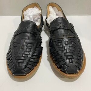 Alex Black leather woven sandals women 24 U.S 7. SKU483#leathershoes